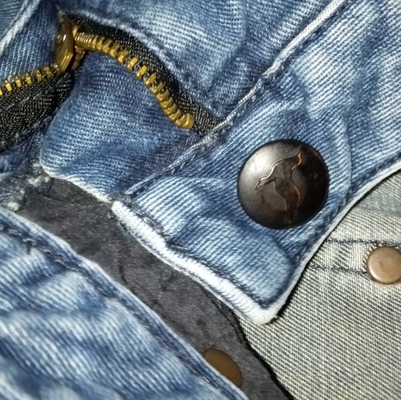 Free People Vintage Frazzled Hem 1970s Original Bell Bottoms Blue Jeans- Size 28 - Picture 5 of 8